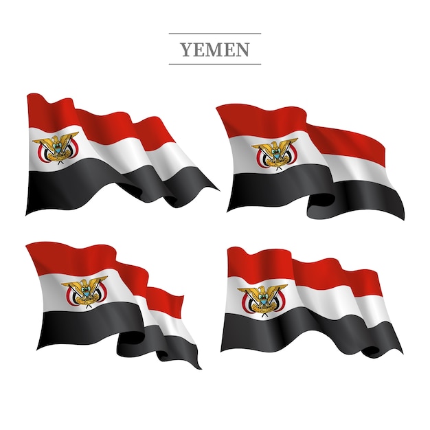 Ручной обращается плоский дизайн национальных гербов йемена