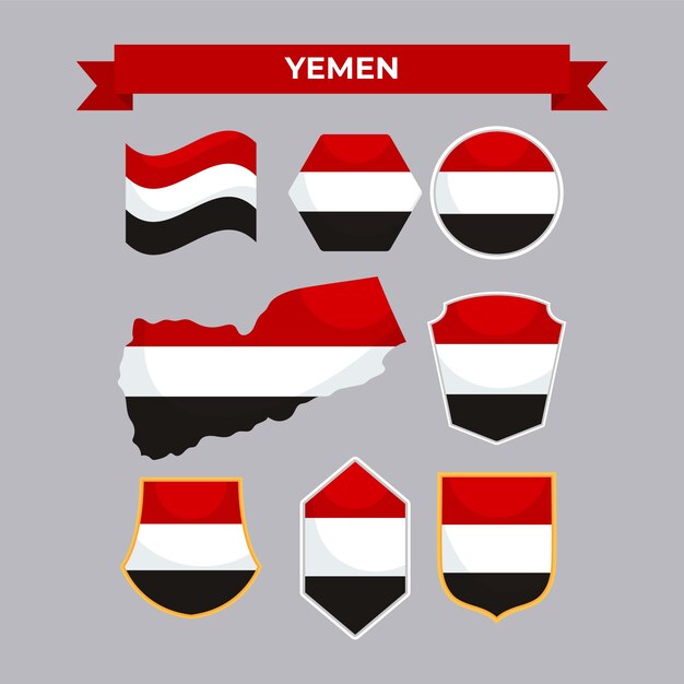 Hand drawn flat design yemen national emblems
