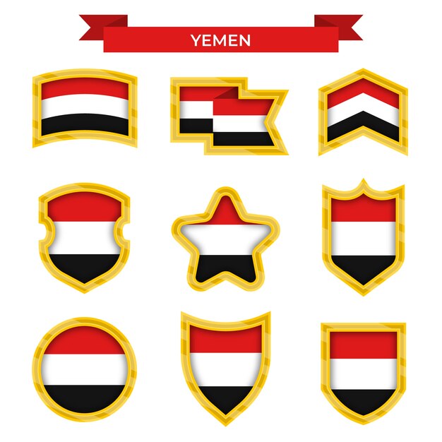 Hand drawn flat design yemen national emblems