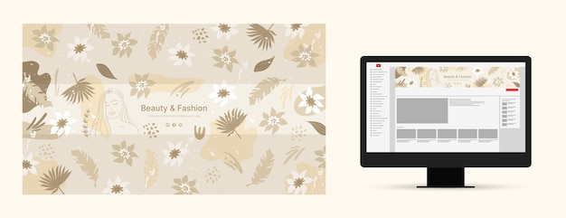 무료 벡터 손으로 그린 평면 디자인 youtube 배너