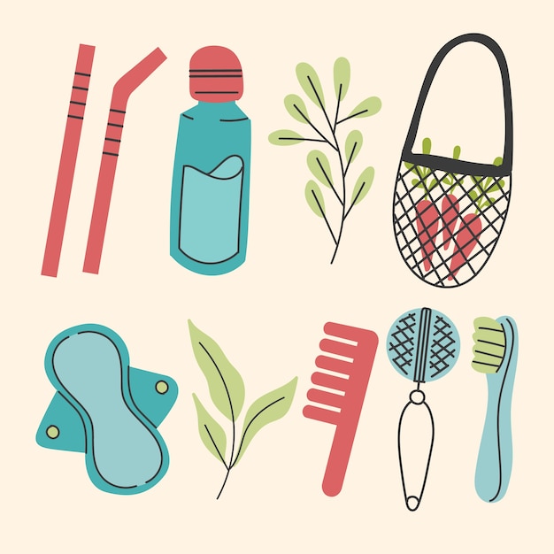 Free vector hand drawn flat design zero waste collection