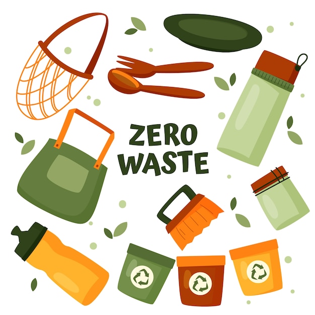 Free vector hand drawn flat design zero waste collection