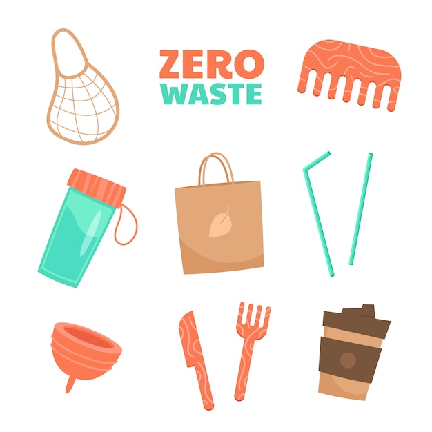 Hand drawn flat design zero waste collection