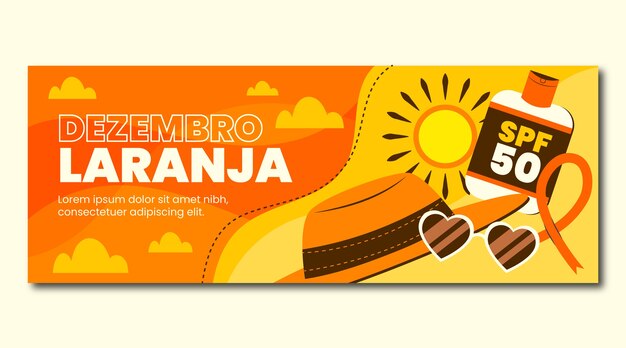 Hand drawn flat dezembro laranja horizontal banner