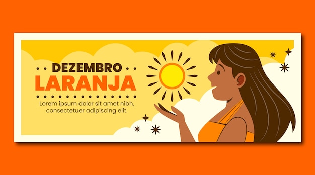 Hand drawn flat dezembro laranja horizontal banner