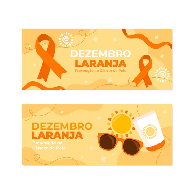 Free vector hand drawn flat dezembro laranja horizontal banners set