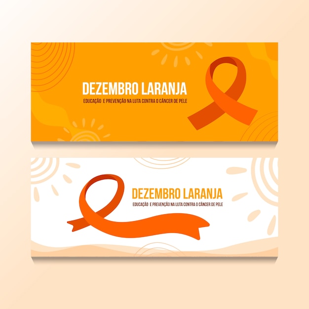 Free vector hand drawn flat dezembro vermelho horizontal banners set