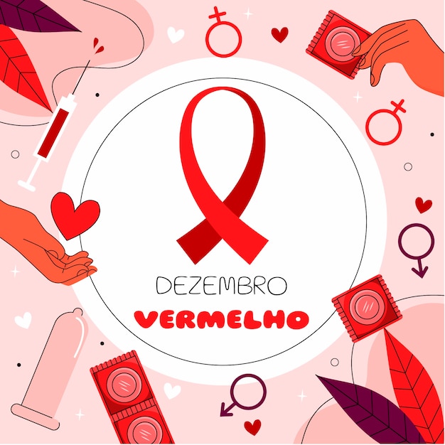 Hand drawn flat dezembro vermelho illustration