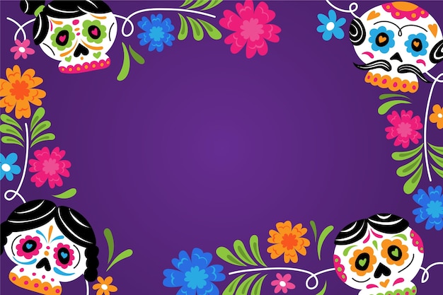 Free vector hand drawn flat dia de muertos background