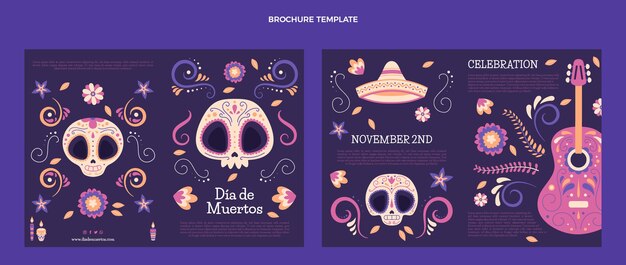 手描きのフラットdiademuertosパンフレットテンプレート