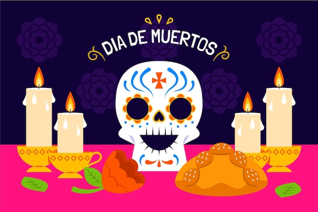 手描きフラットdiademuertosイラスト