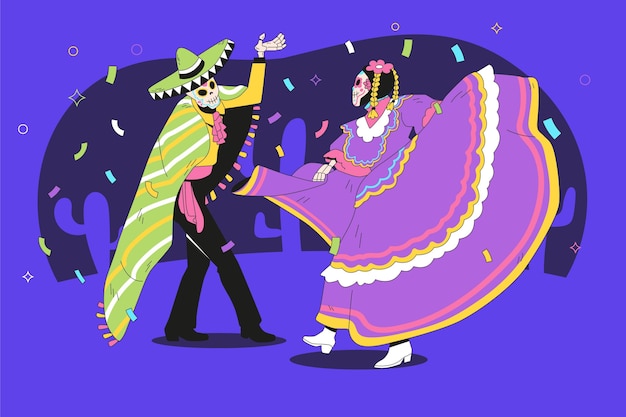 Vettore gratuito illustrazione di dia de muertos piatta disegnata a mano