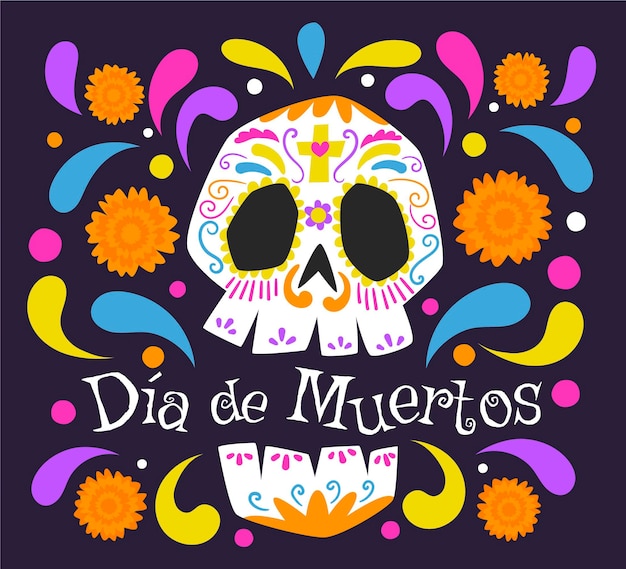 手描きフラットdiademuertosイラスト