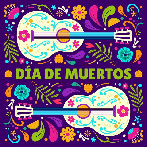 Hand drawn flat dia de muertos illustration