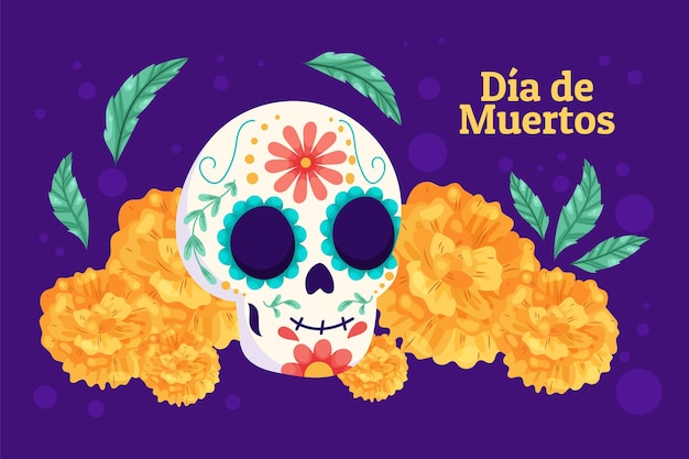 手描きフラットdiademuertosイラスト