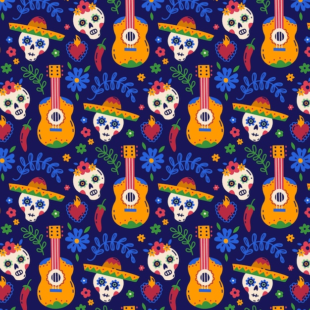 手描きのフラットdiademuertosパターンデザイン