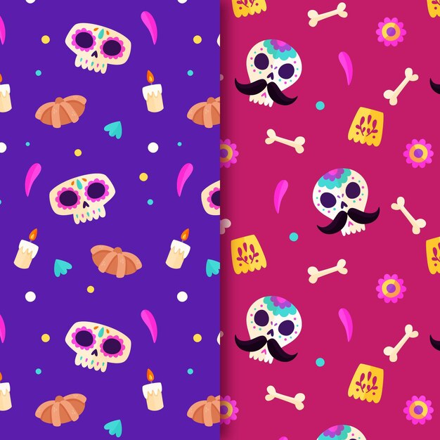 手描きのフラットdiademuertosパターンコレクション