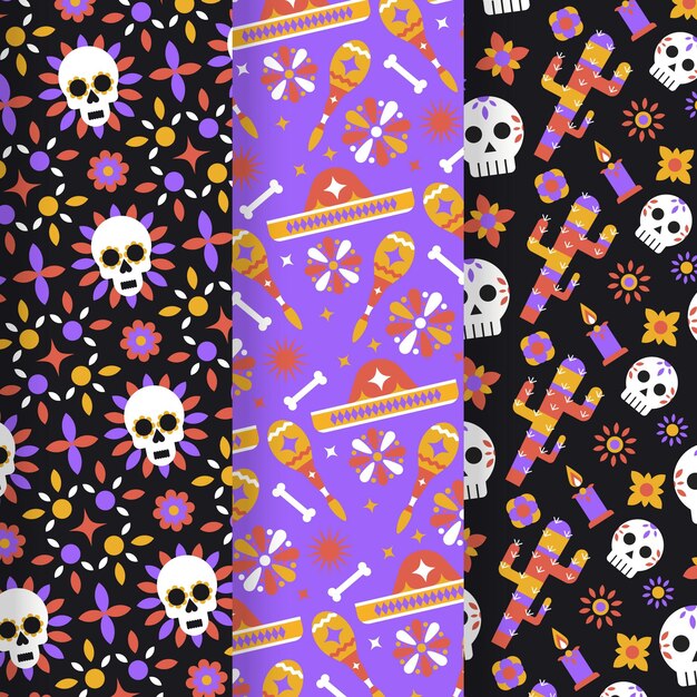 手描きのフラットdiademuertosパターンコレクション