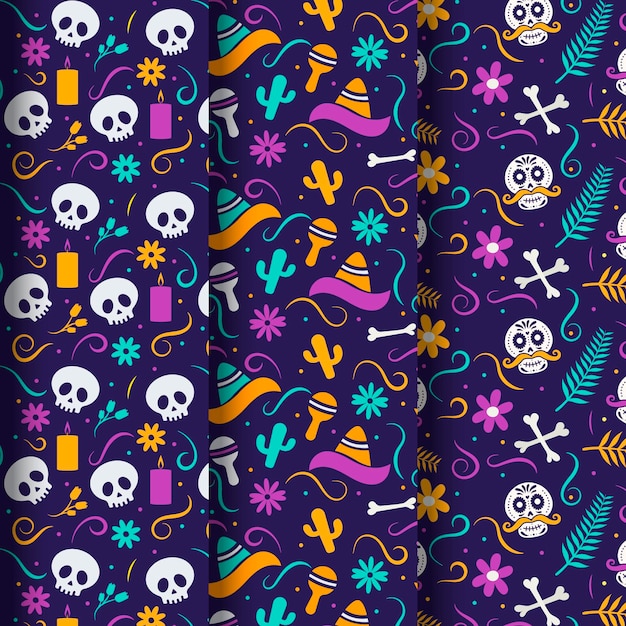 手描きのフラットdiademuertosパターンコレクション