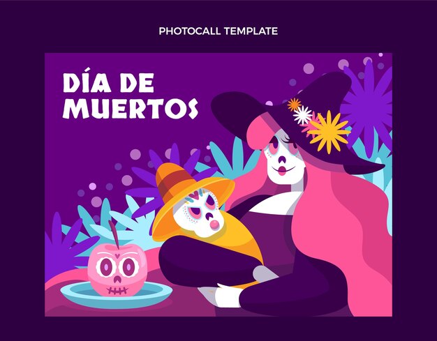 Ручной обращается плоский шаблон для фотосессии dia de muertos