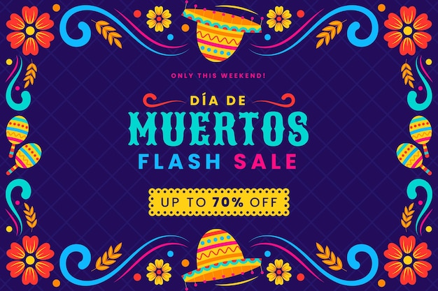 hand drawn flat dia de muertos sale background
