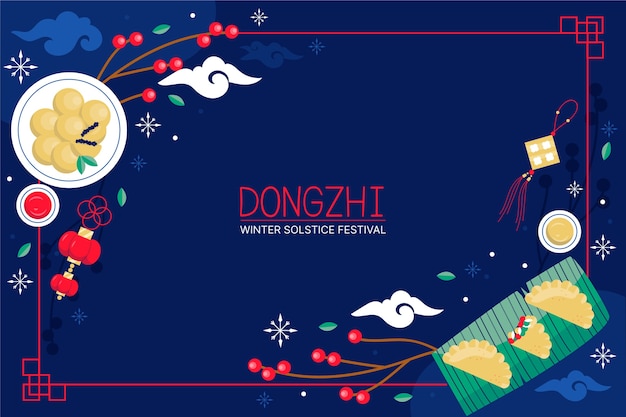 손으로 그린 평면 dongzhi 축제 배경