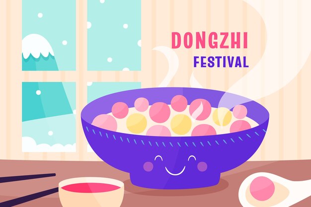 Hand drawn flat dongzhi festival background