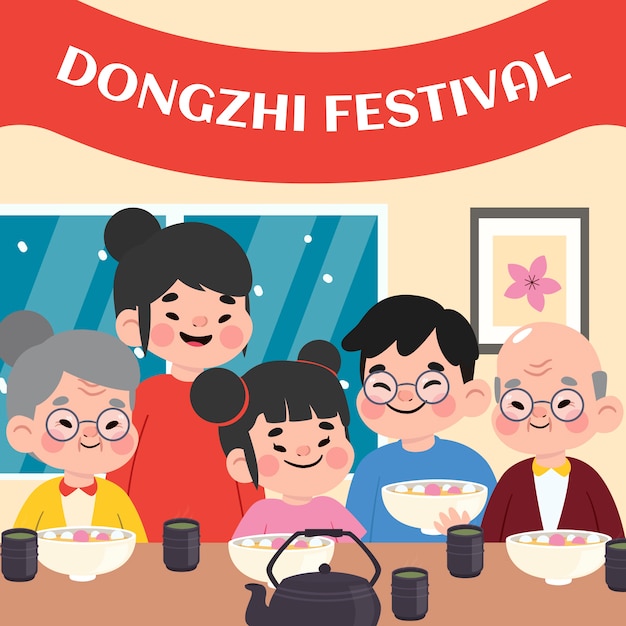 Fondo piatto disegnato a mano del festival di dongzhi