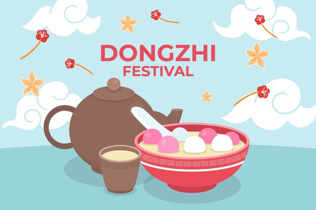 손으로 그린 평면 dongzhi 축제 배경