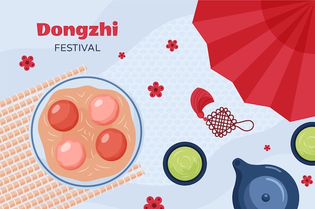 Vettore gratuito fondo piatto disegnato a mano del festival di dongzhi