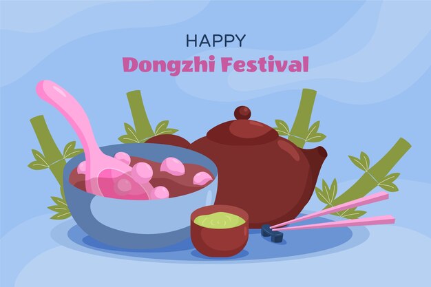 손으로 그린 평면 dongzhi 축제 배경