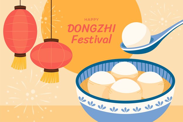 Hand drawn flat dongzhi festival background