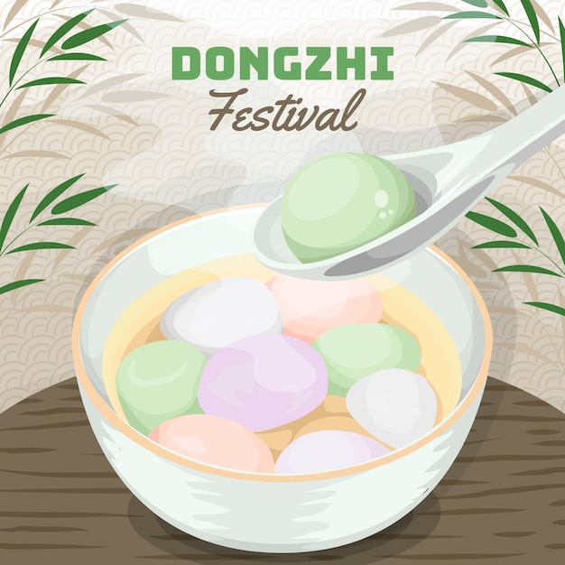 Free vector hand drawn flat dongzhi festival backgroundhand drawn flat dongzhi festival illustration