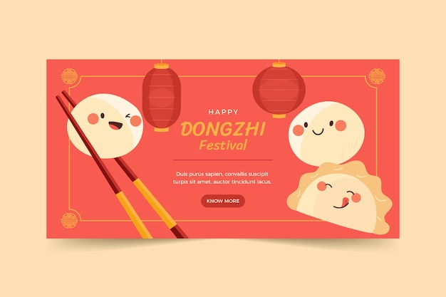 Free vector hand drawn flat dongzhi festival horizontal banner