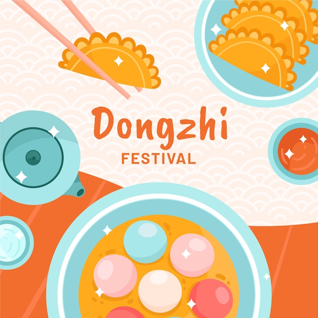 Hand drawn flat dongzhi festival illustration