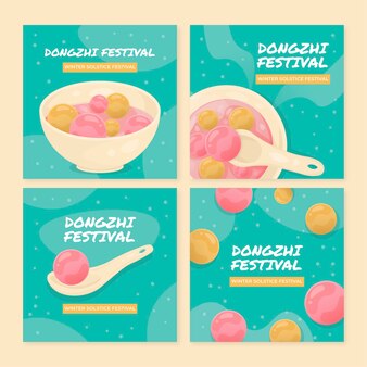 Collezione di post di instagram festival piatto dongzhi disegnato a mano