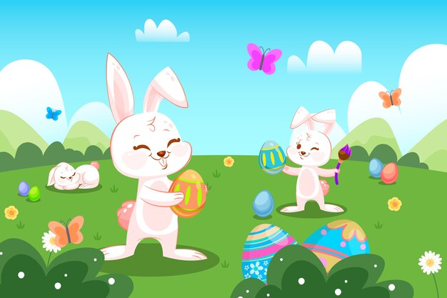 Hand drawn flat easter background