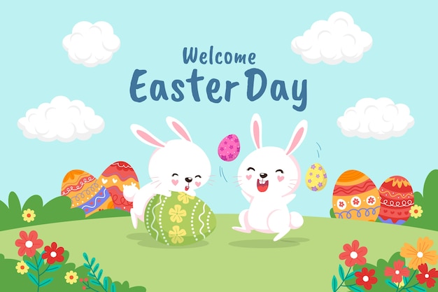 Hand drawn flat easter background