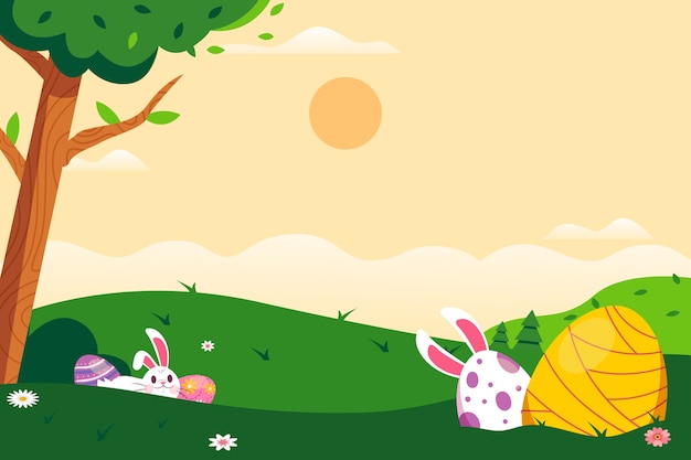 Hand drawn flat easter background