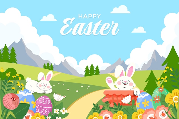 Hand drawn flat easter background