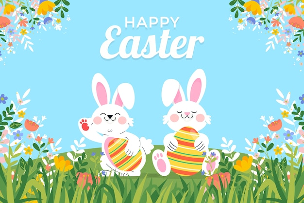 Hand drawn flat easter background