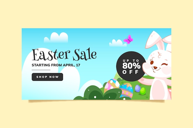 Free vector hand drawn flat easter banner