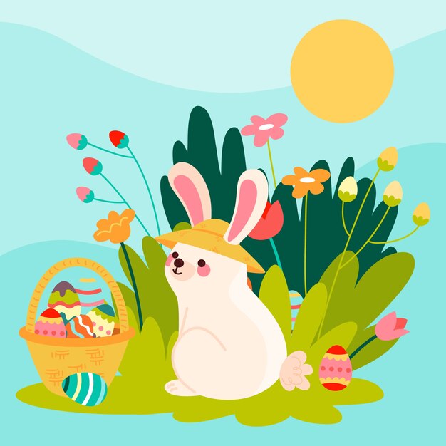 Hand drawn flat easter illustration