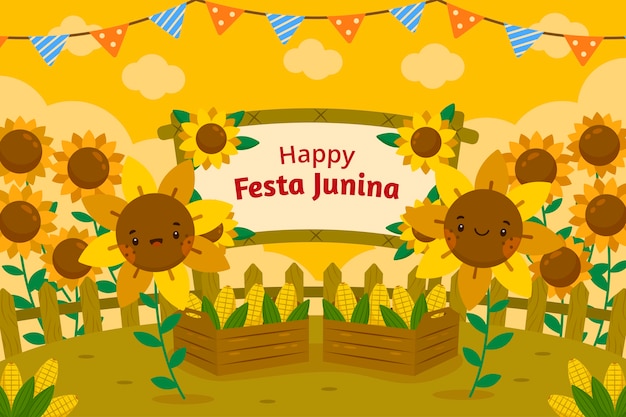 Fondo piatto festas juninas disegnato a mano