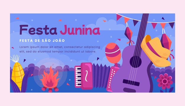 hand drawn flat festas juninas banner
