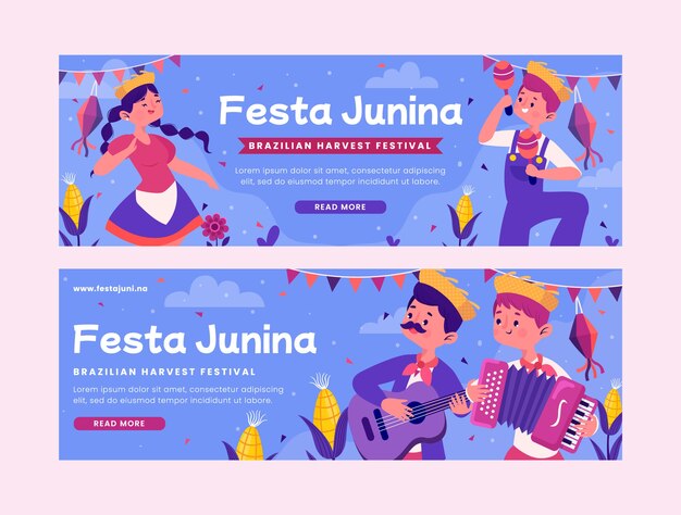 hand drawn flat festas juninas banner