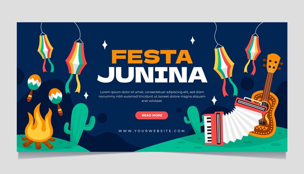 Ручной обращается плоский баннер festas juninas