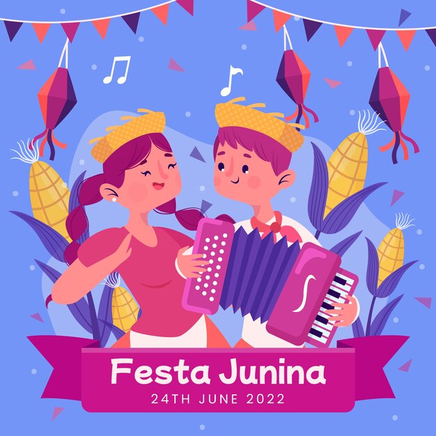 Hand drawn flat festas juninas illustration