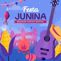 Free vector hand drawn flat festas juninas illustration