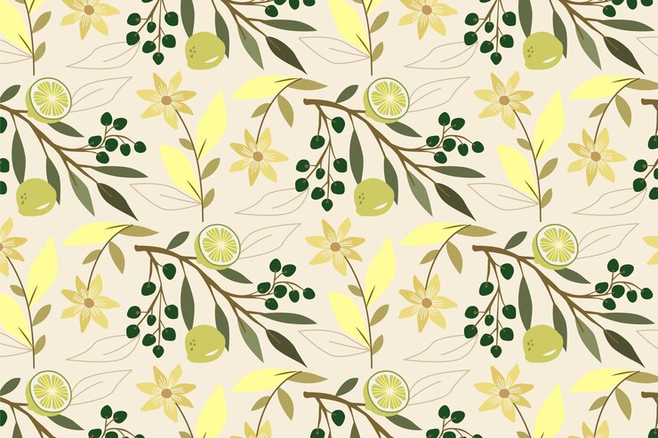 Free Vector hand drawn flat fruit and floral pattern